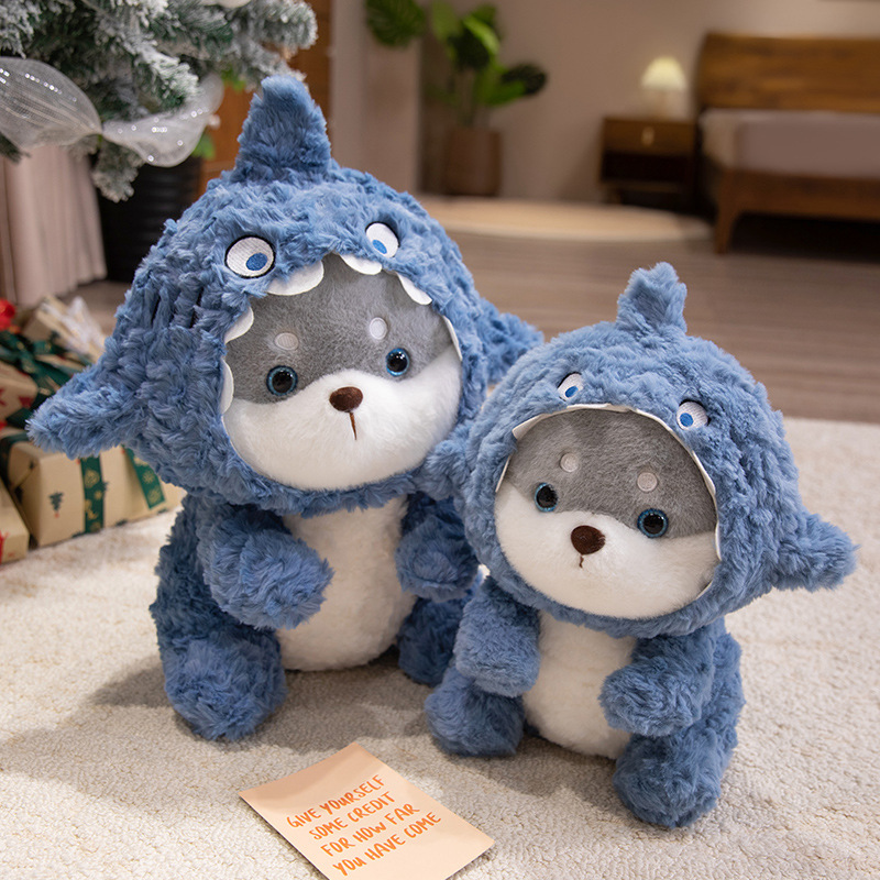 Shark puppy plush toy creative design cute shape creative design can be used as a gift for children to accompany and com 15