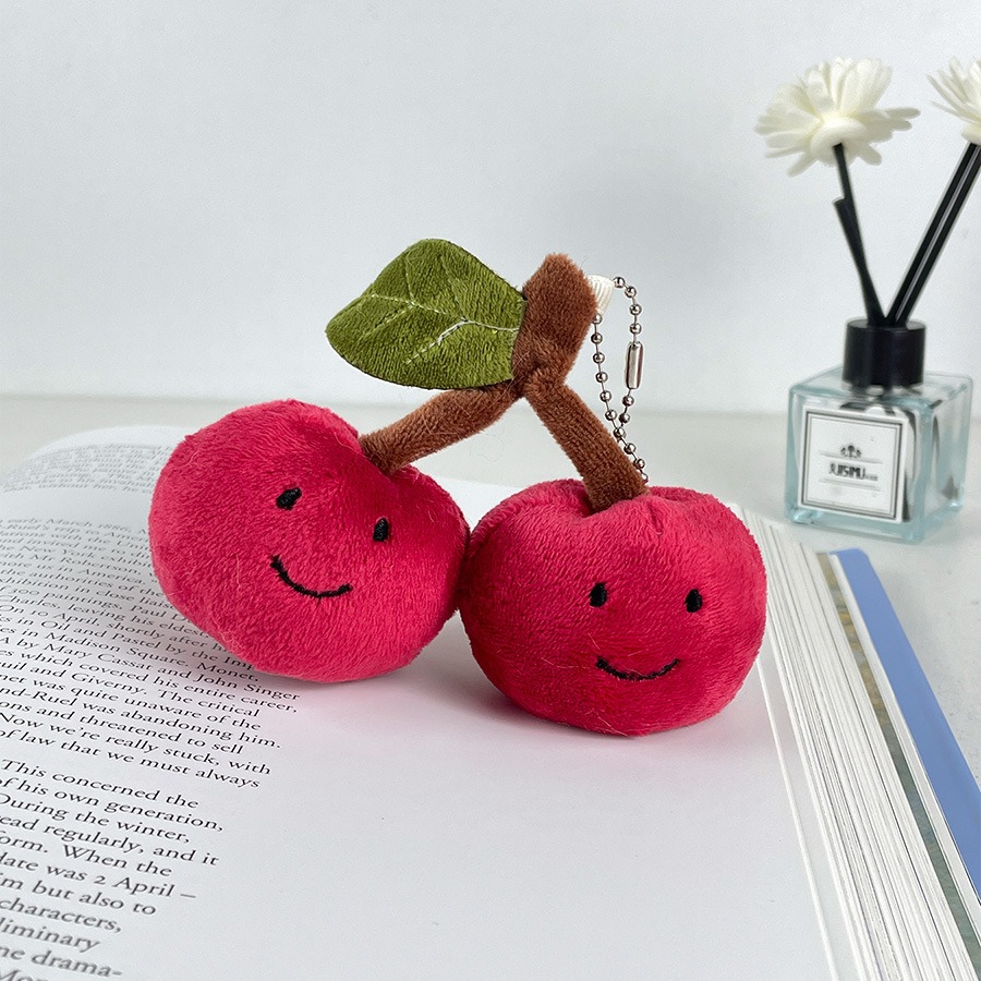 Wholesale Cute Cherry Plush Keychain Backpack Pendant Fun Simulation Fruit Couple Doll Cotton Pendant Children Gift 11