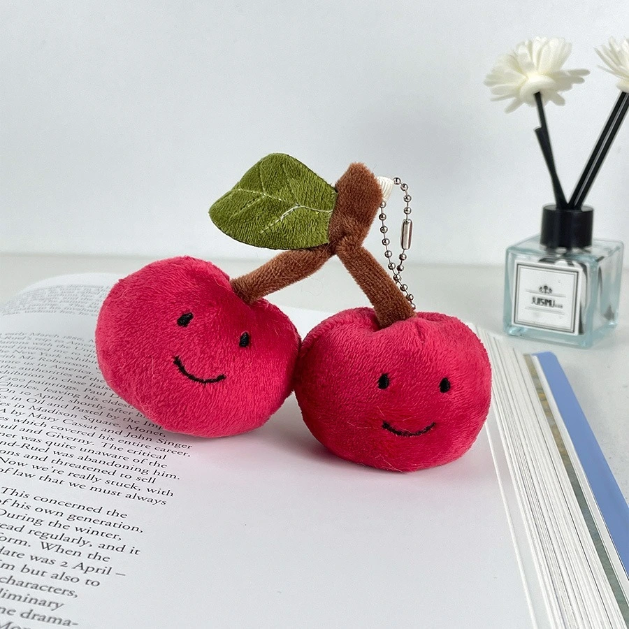 Wholesale Cute Cherry Plush Keychain Backpack Pendant Fun Simulation Fruit Couple Doll Cotton Pendant Children Gift 1