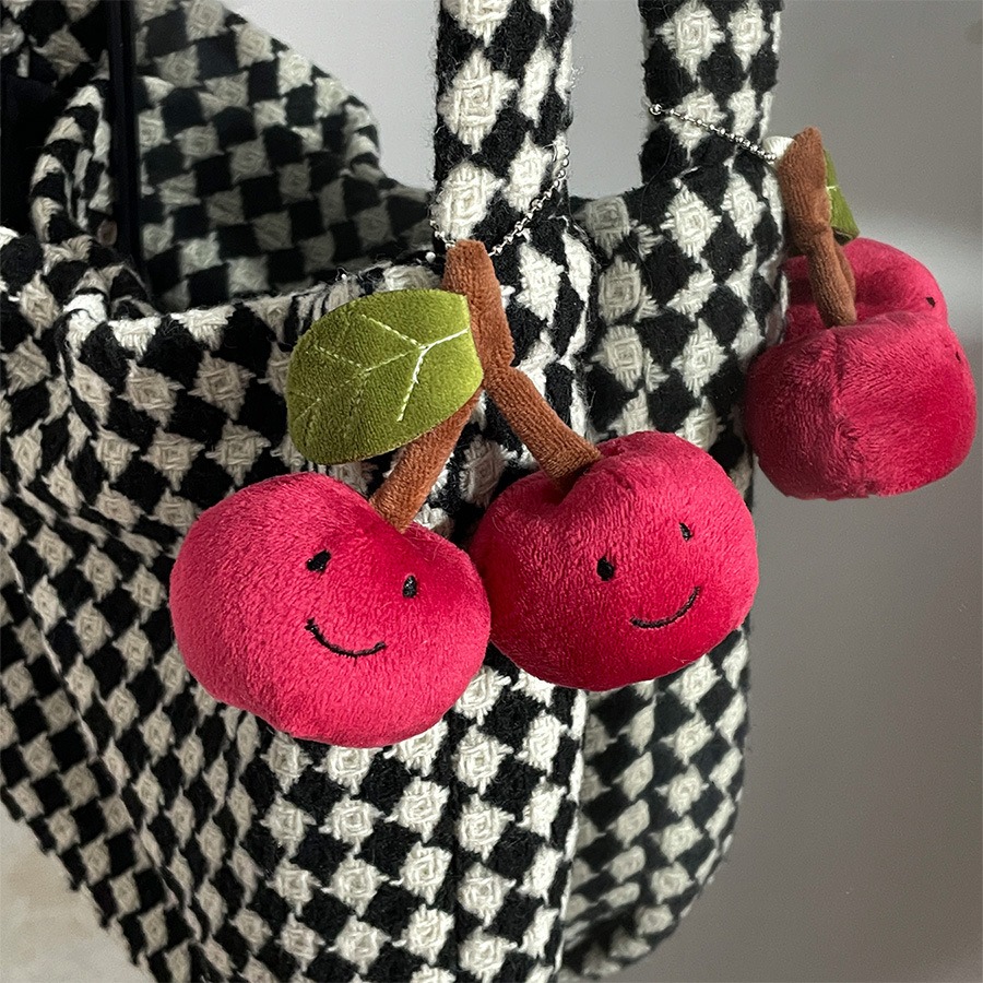 Wholesale Cute Cherry Plush Keychain Backpack Pendant Fun Simulation Fruit Couple Doll Cotton Pendant Children Gift 12