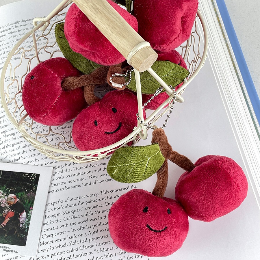Wholesale Cute Cherry Plush Keychain Backpack Pendant Fun Simulation Fruit Couple Doll Cotton Pendant Children Gift 14