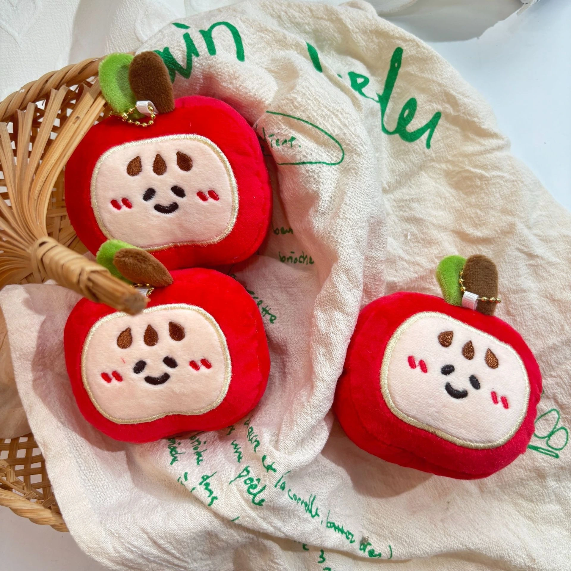 Creative Cartoon 9cm Fruit apple Plush Doll Keychain Soft Stuffed Toys Cute Expression Cheese Keychain Bag Charms 1
