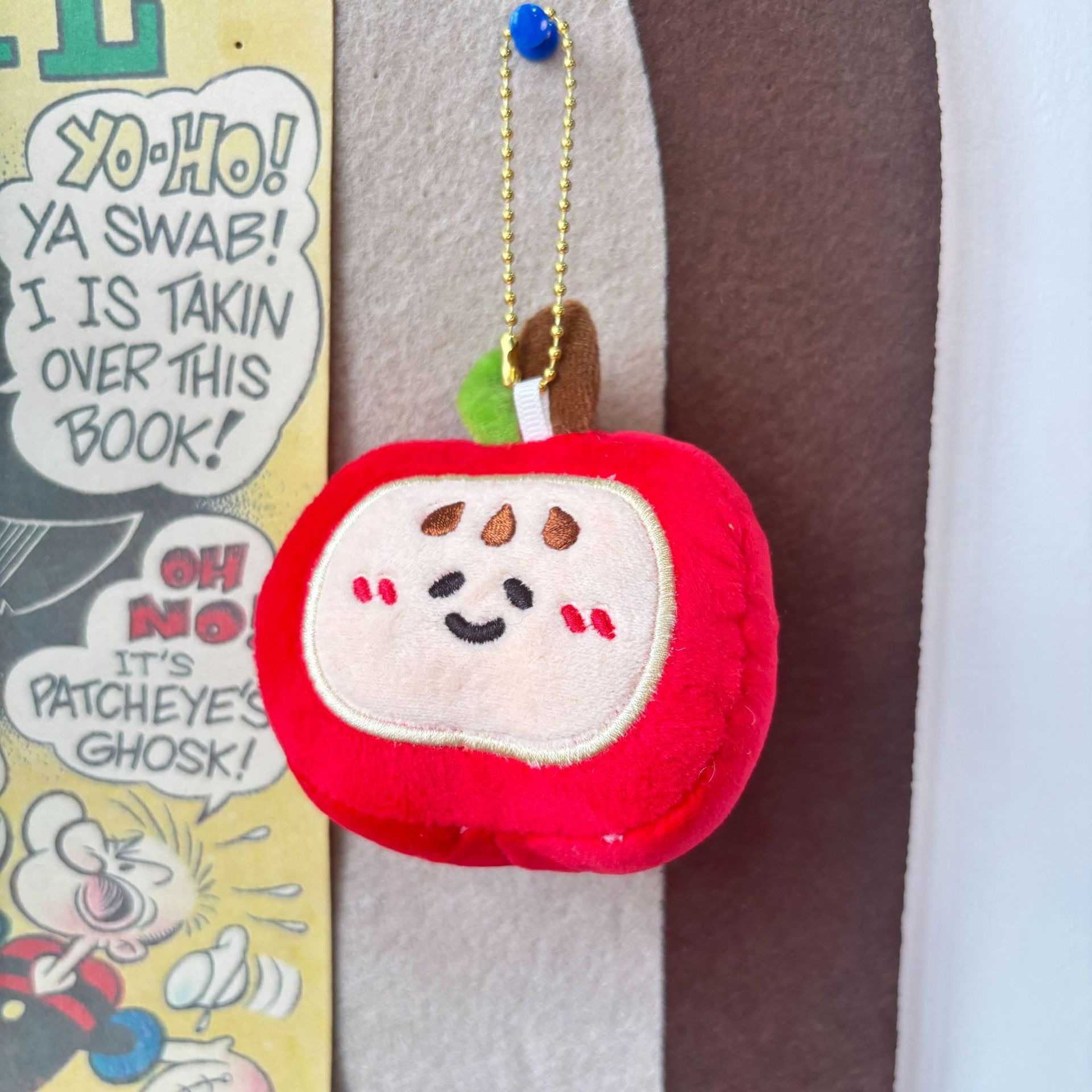 Creative Cartoon 9cm Fruit apple Plush Doll Keychain Soft Stuffed Toys Cute Expression Cheese Keychain Bag Charms 14