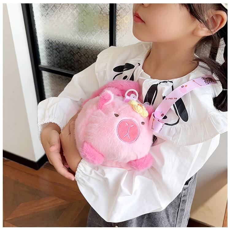 Factory Direct Sale 22CM HY2 Pink and Brown Capybara Plush Toy Hand-Held Shoulder Crossbody Bag Wholesale Panda Bags 12