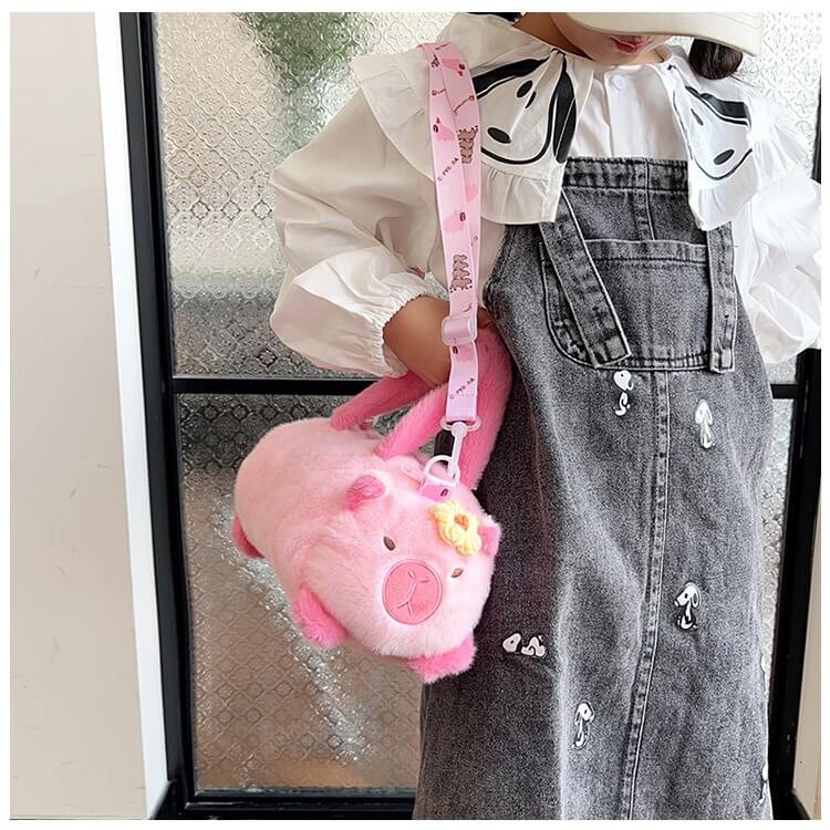 Factory Direct Sale 22CM HY2 Pink and Brown Capybara Plush Toy Hand-Held Shoulder Crossbody Bag Wholesale Panda Bags 18