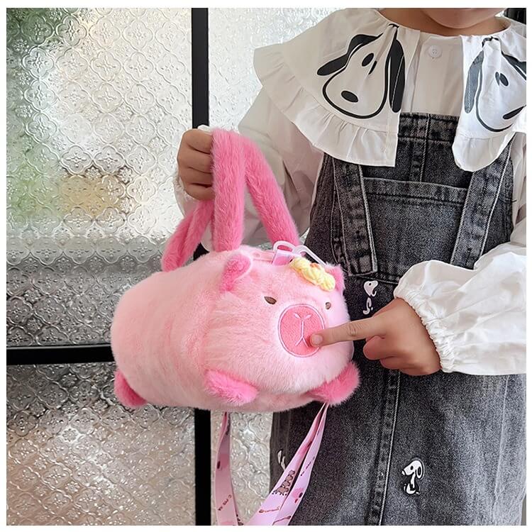 Factory Direct Sale 22CM HY2 Pink and Brown Capybara Plush Toy Hand-Held Shoulder Crossbody Bag Wholesale Panda Bags 21