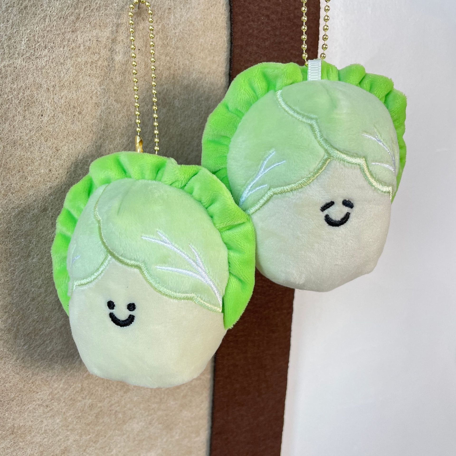 Innovative Cartoon Green Vegetable Keychain 9cm Cotton Stuffed Pendant Doll Funny New Design Creative Keyring 10