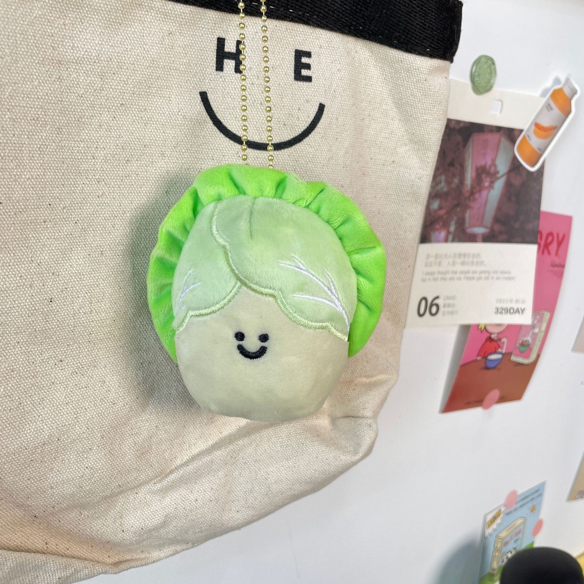 Innovative Cartoon Green Vegetable Keychain 9cm Cotton Stuffed Pendant Doll Funny New Design Creative Keyring 14