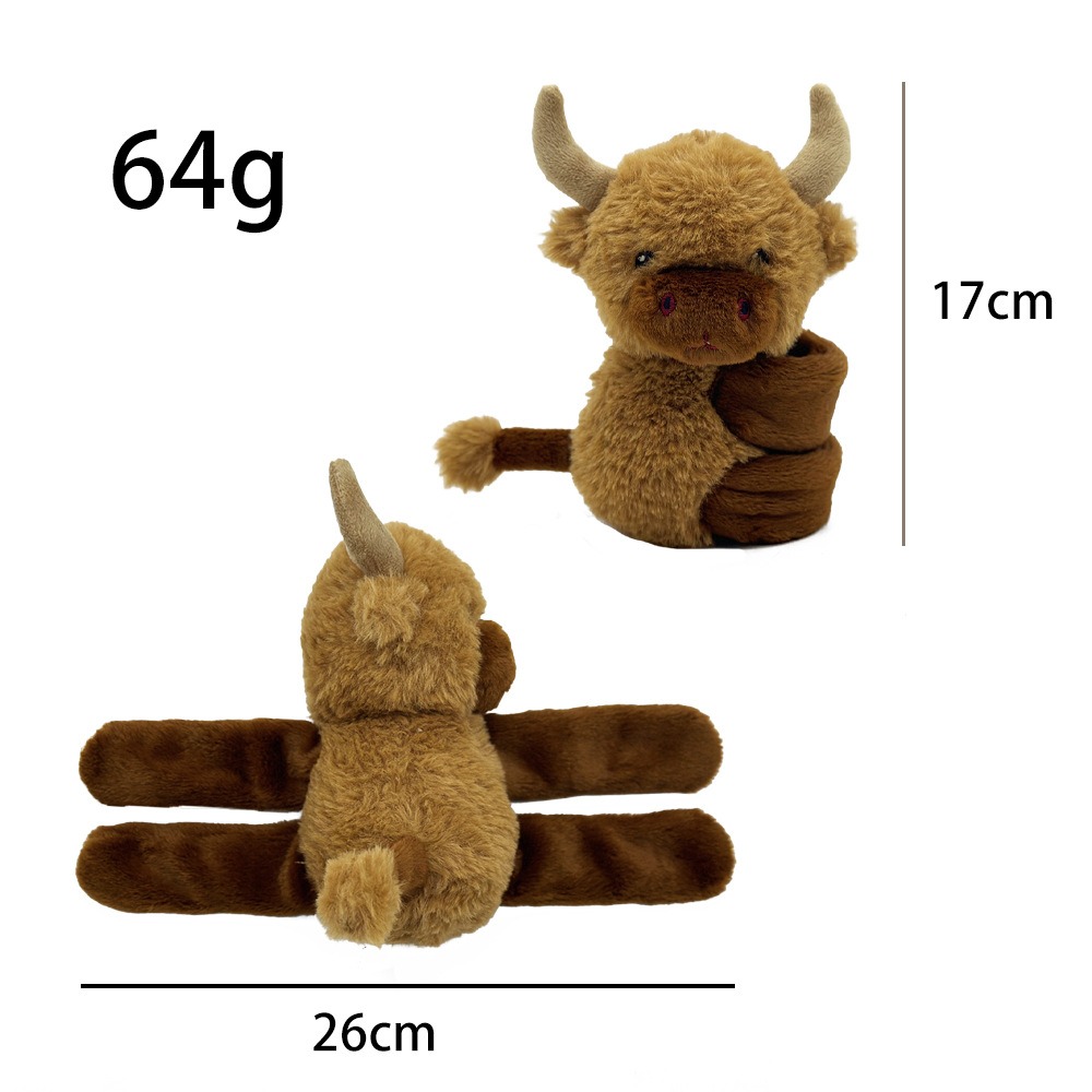Highland Cow Plush Toy Curtain Holdback Ring Slap Bracelet Huggers Wristband For Kids Party Favors Fans Gifts 12