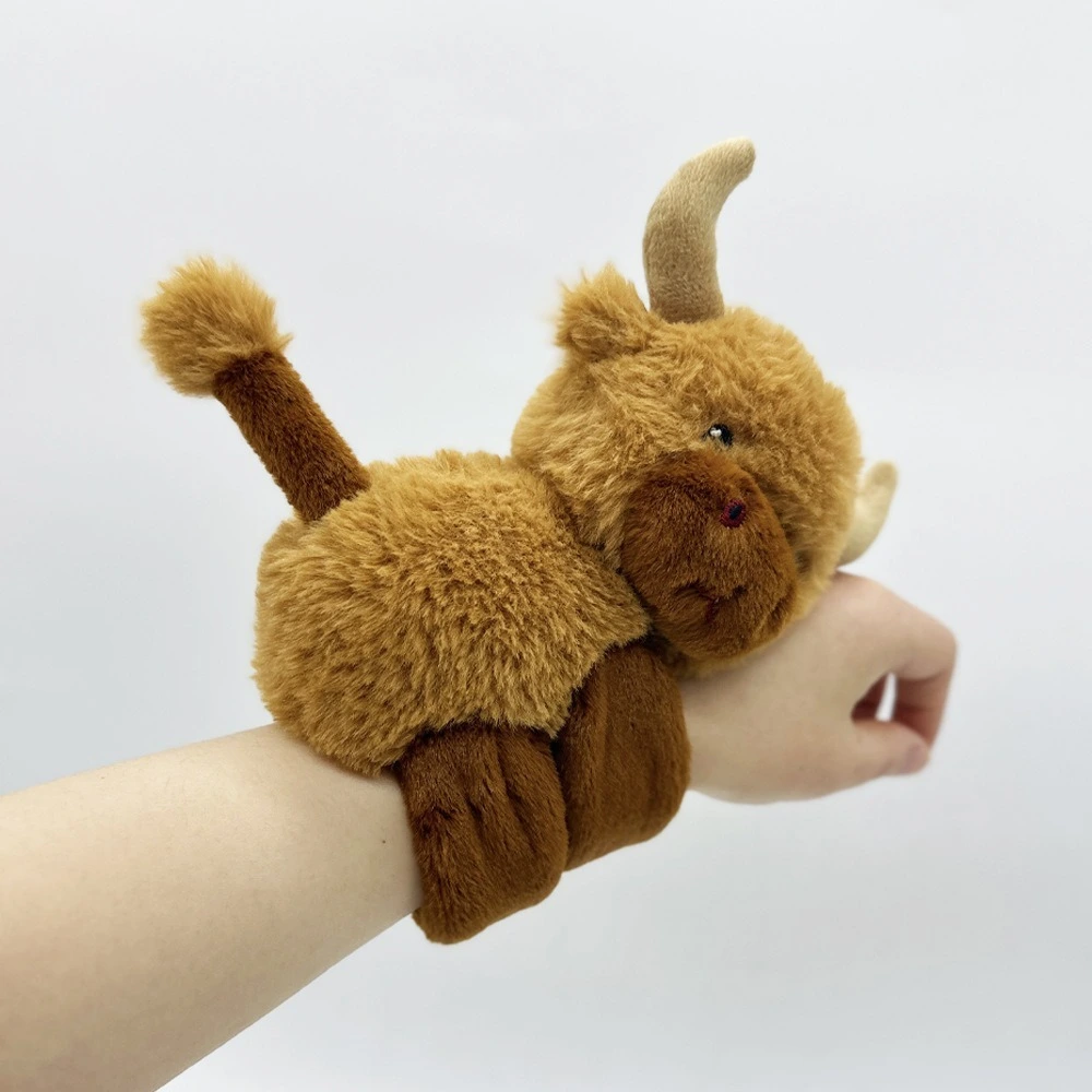 Highland Cow Plush Toy Curtain Holdback Ring Slap Bracelet Huggers Wristband For Kids   Party Favors Fans Gifts 1