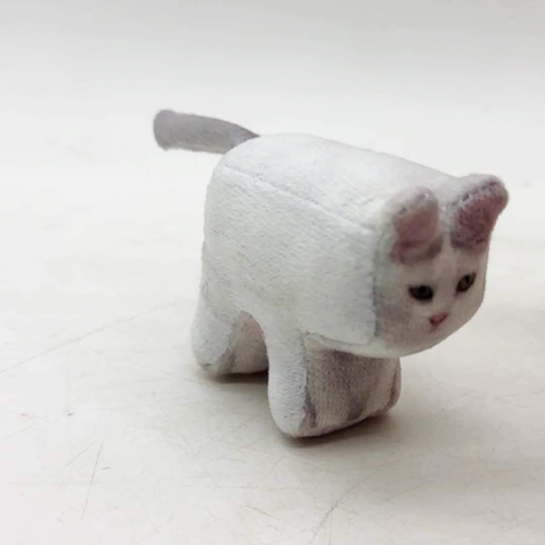 Square Printed Cat Meme Kitten Plush  Toy Kit Animals Handmade Needle Felting Starter Kit for Beginners Adult and Kids 16