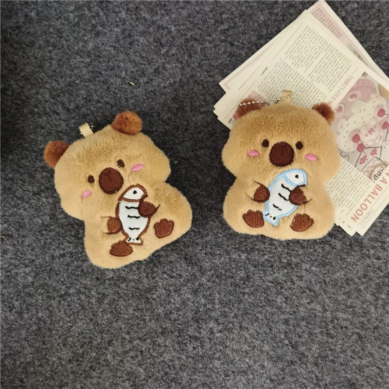 Wholesale 8CM Cotton Capybara Plush Keychain Mini Soft Stuffed Animal Toy Bag Pendant Capybara KeyRing Plush Doll 9