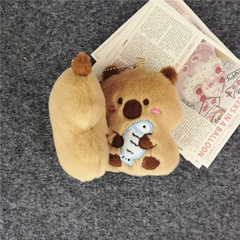 Wholesale 8CM Cotton Capybara Plush Keychain Mini Soft Stuffed Animal Toy Bag Pendant Capybara KeyRing Plush Doll 11