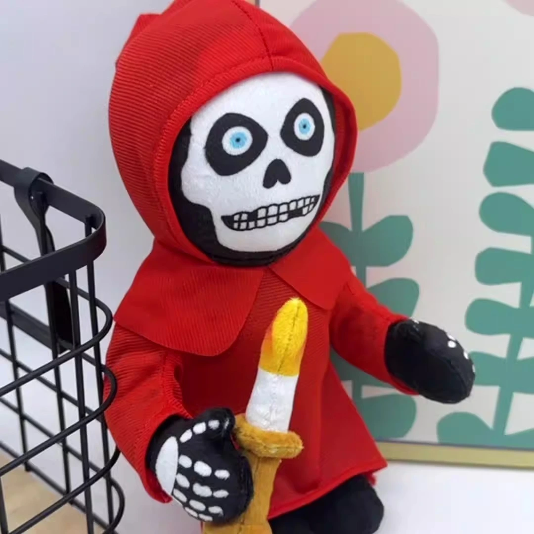 Wholesale 26cm Final Destination Bloodlines Terrifying Skull Face Plush Toys in Red Clothes Plush Toys Holding Candles 1