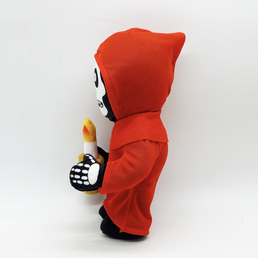 Wholesale 26cm Final Destination Bloodlines Terrifying Skull Face Plush Toys in Red Clothes Plush Toys Holding Candles 15