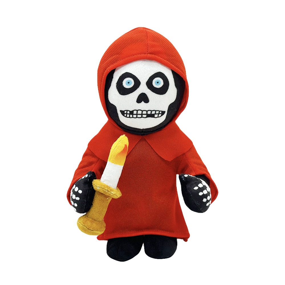 Wholesale 26cm Final Destination Bloodlines Terrifying Skull Face Plush Toys in Red Clothes Plush Toys Holding Candles 13