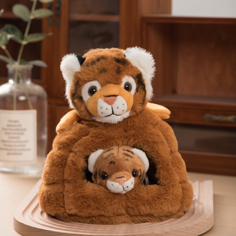Mother and Child Tiger Nest Creative Design Plush Doll Cute Animal Soft and Comfortable Child Companion Gift 11