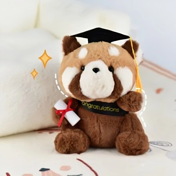 Manufacturer Wholesale Cute Plushies Kawaii Raccoon Graduation Plush Doll Stuffed Toy Gift Present 1