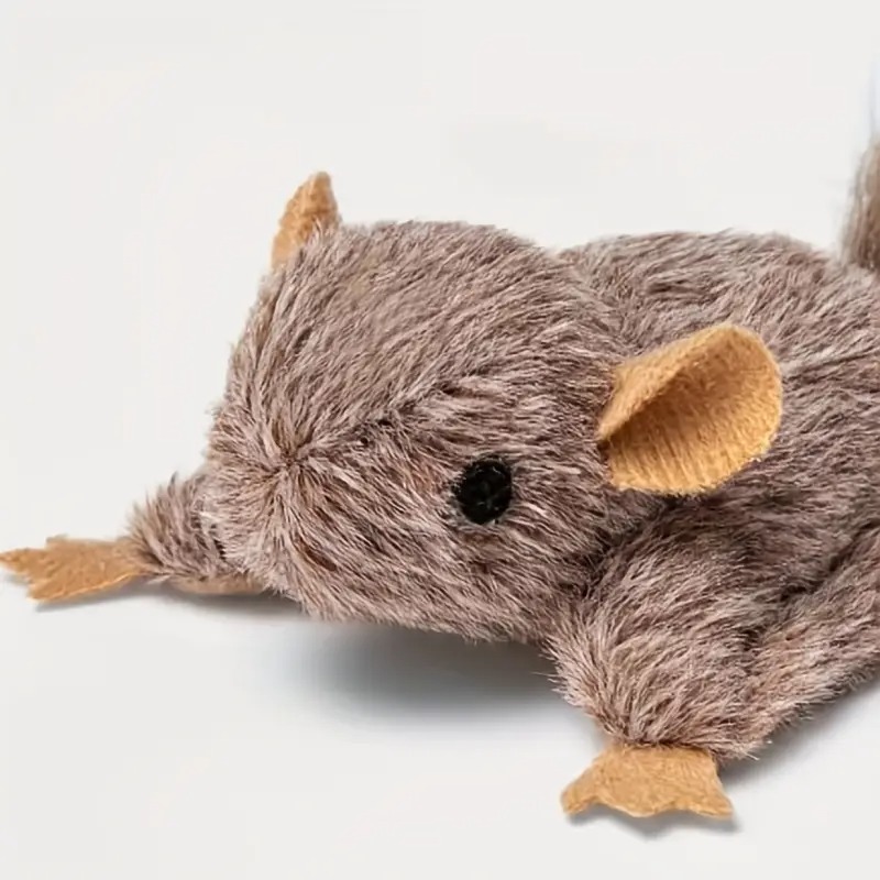 Brown Plush Flying Squirrel Cat Toy with Fluffy Tail & Orange Ears | Pet Herb Infused, Battery-Free Interactive Play 9