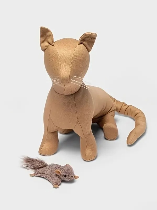 Brown Plush Flying Squirrel Cat Toy with Fluffy Tail & Orange Ears | Pet Herb Infused, Battery-Free Interactive Play 7