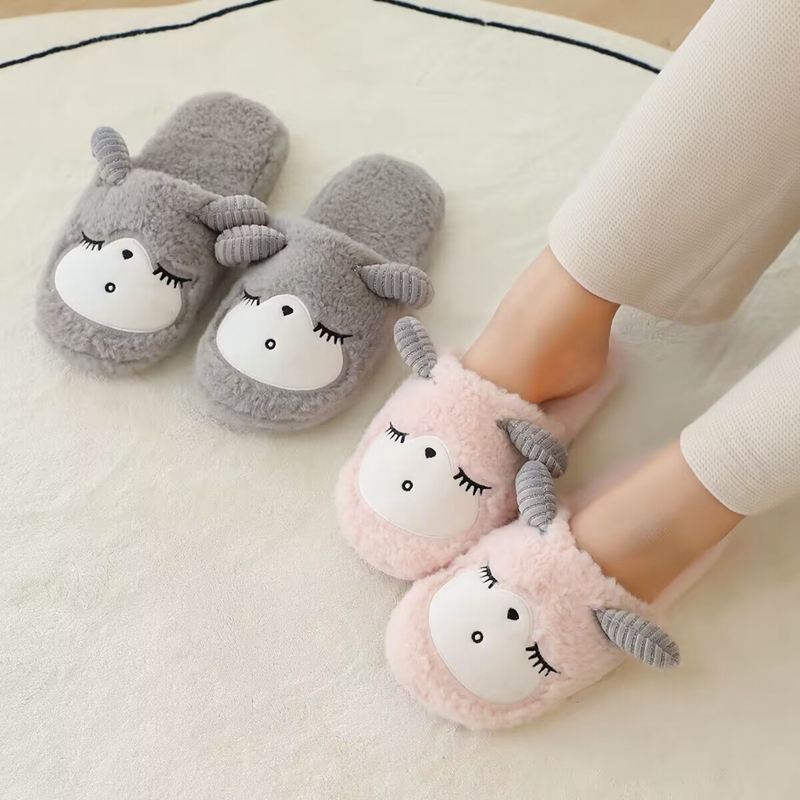 Little Sheep Plush Slippers Soft and Comfortable Winter Warmth Creative Design Cute Styling 11