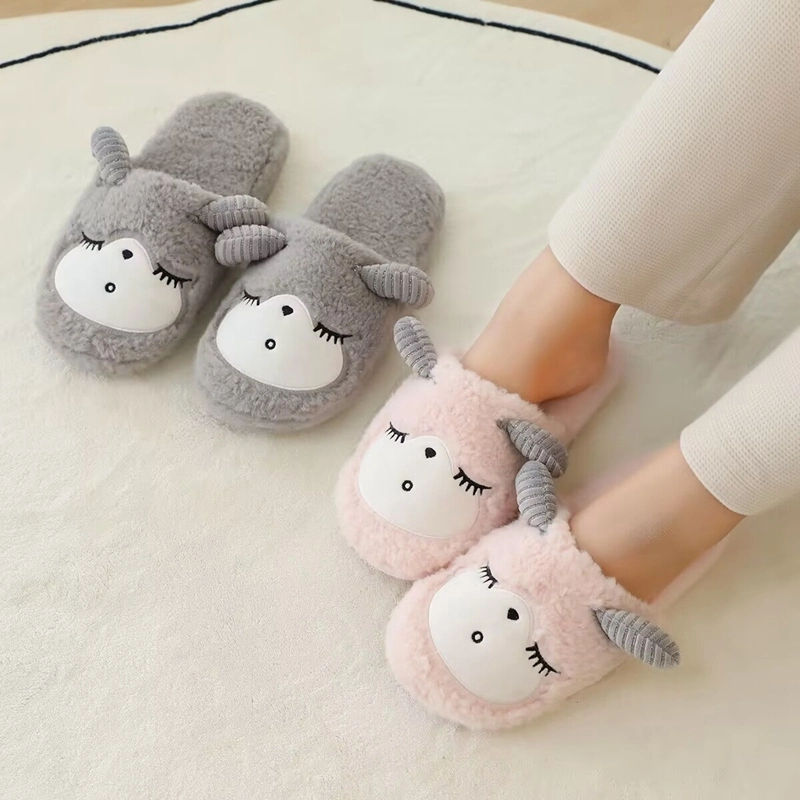 Little Sheep Plush Slippers Soft and Comfortable Winter Warmth Creative Design Cute Styling 1