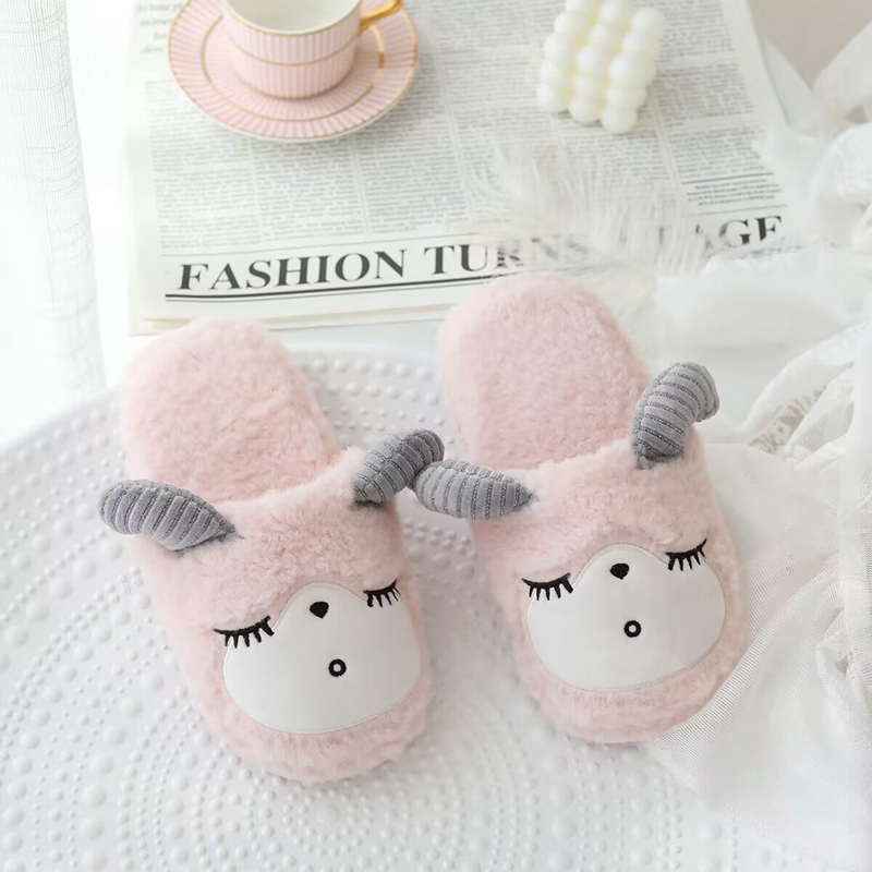 Little Sheep Plush Slippers Soft and Comfortable Winter Warmth Creative Design Cute Styling 14