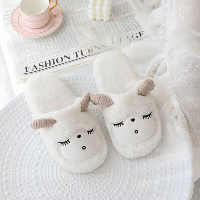 Little Sheep Plush Slippers Soft and Comfortable Winter Warmth Creative Design Cute Styling 13