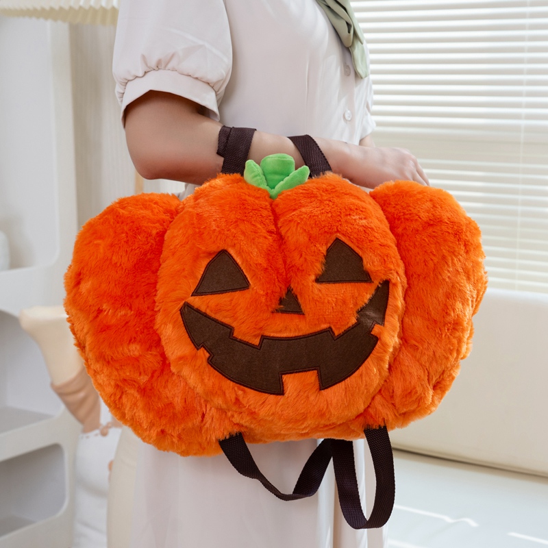 Halloween Pumpkin Backpack Plush Doll Creative Design Fashionable and Versatile, Essential for Travel 12