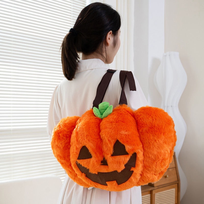 Halloween Pumpkin Backpack Plush Doll Creative Design Fashionable and Versatile, Essential for Travel 15