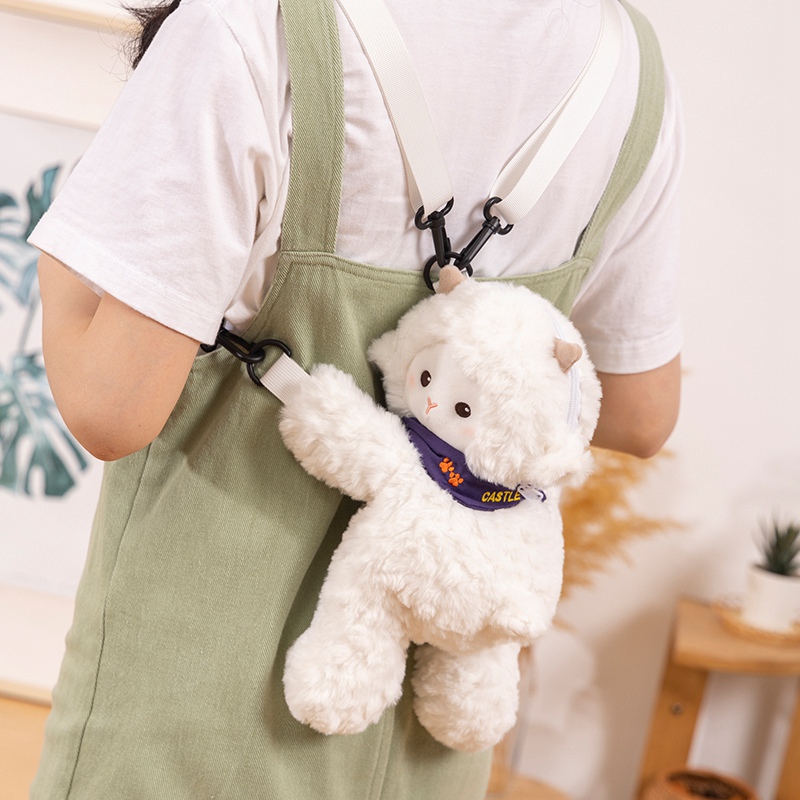 Creative design of plush backpack for lamb, puppy, and teddy bear, essential for travel, fashionable, versatile, and cut 15