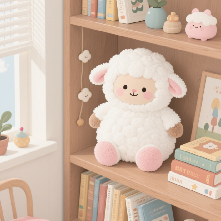 Sheep plush toy with cute design, soft and comfortable, accompanied by children, gift, warm home decoration 12