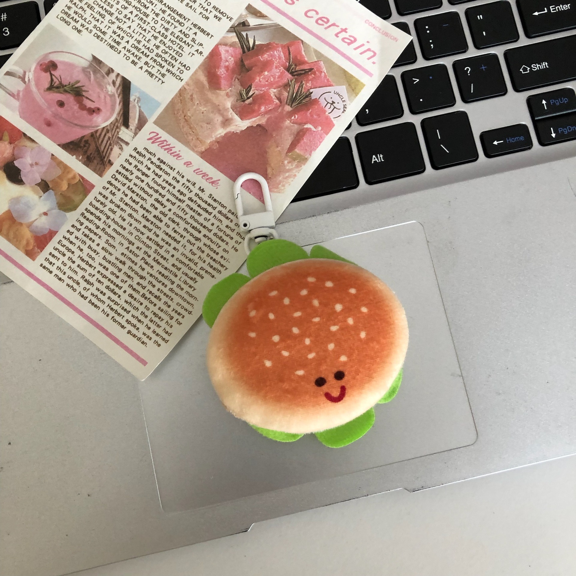 Craft 5cm Miniature Food Theme Plush Keyring Simulation Artificial Design Bread Hamburger Flat Back Charm Plush keychian 19