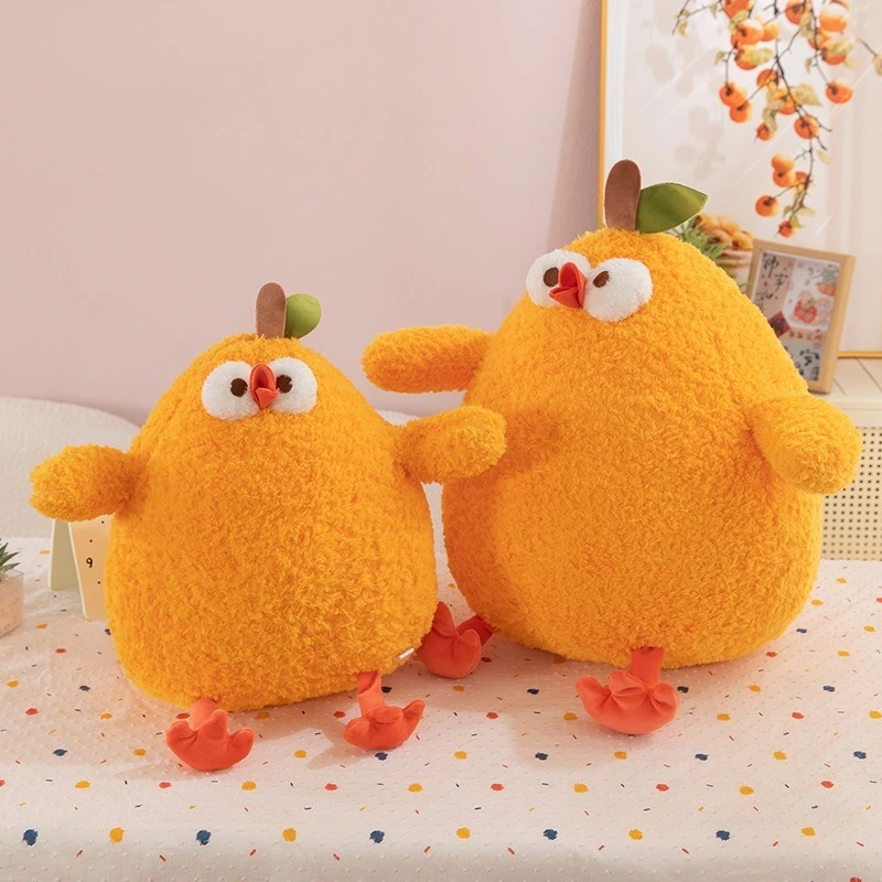 Wholesale Cute Large Adorable Cartoon Orange Doodle Little Yellow Chicken Plush Toy Doll Soft Stuffed PP Cotton Filling 1