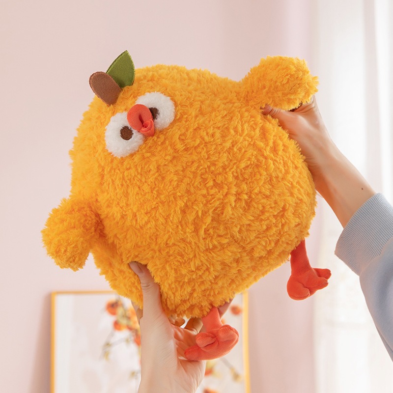 Wholesale Cute Large Adorable Cartoon Orange Doodle Little Yellow Chicken Plush Toy Doll Soft Stuffed PP Cotton Filling 12
