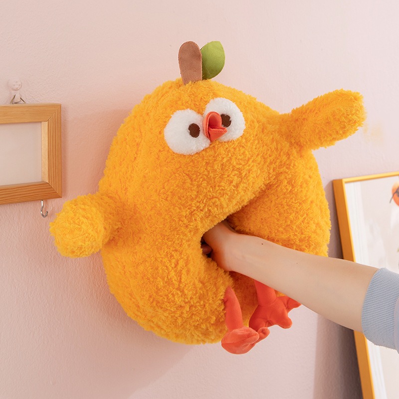 Wholesale Cute Large Adorable Cartoon Orange Doodle Little Yellow Chicken Plush Toy Doll Soft Stuffed PP Cotton Filling 13