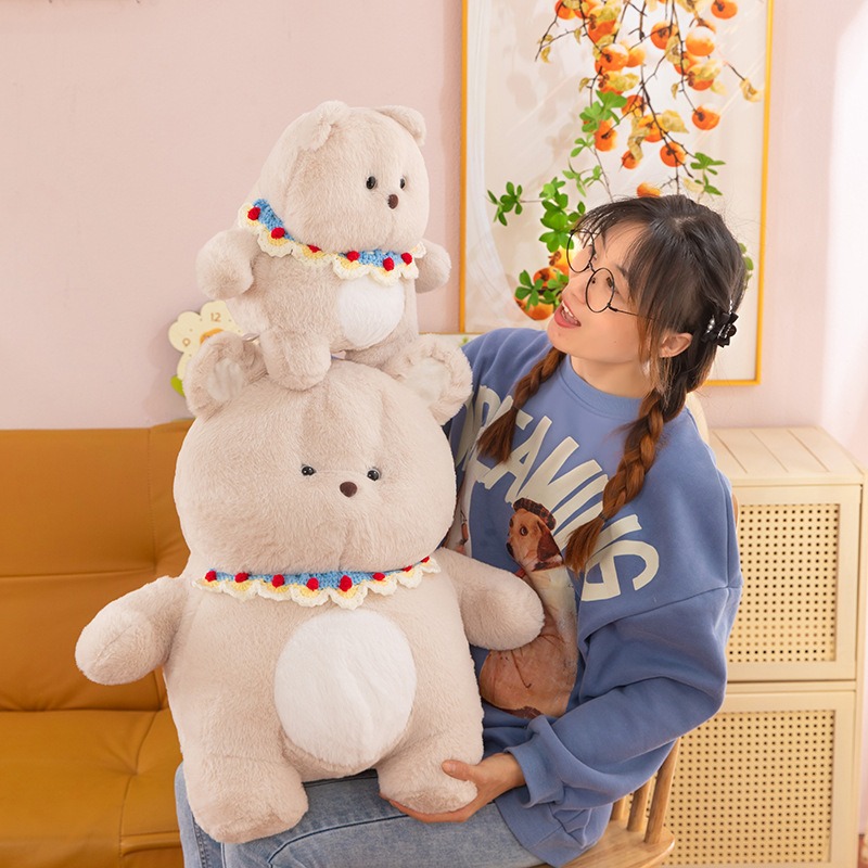 35cm New Milk Tea Bear Backpack Female Personality Doll Plush Doll Bag Cute Girl Heart Bear Backpack 14