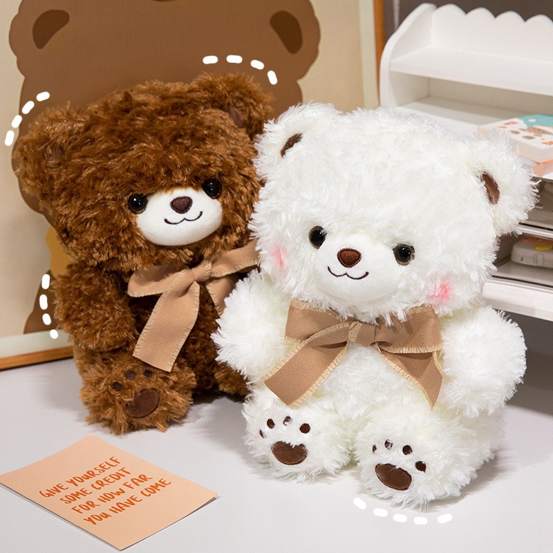 Super Soft Furry Teddy Bear With Embroidery Paw and Ribbon Kawaii Baer Plushie Child Girl Gift for Home Decoration 10