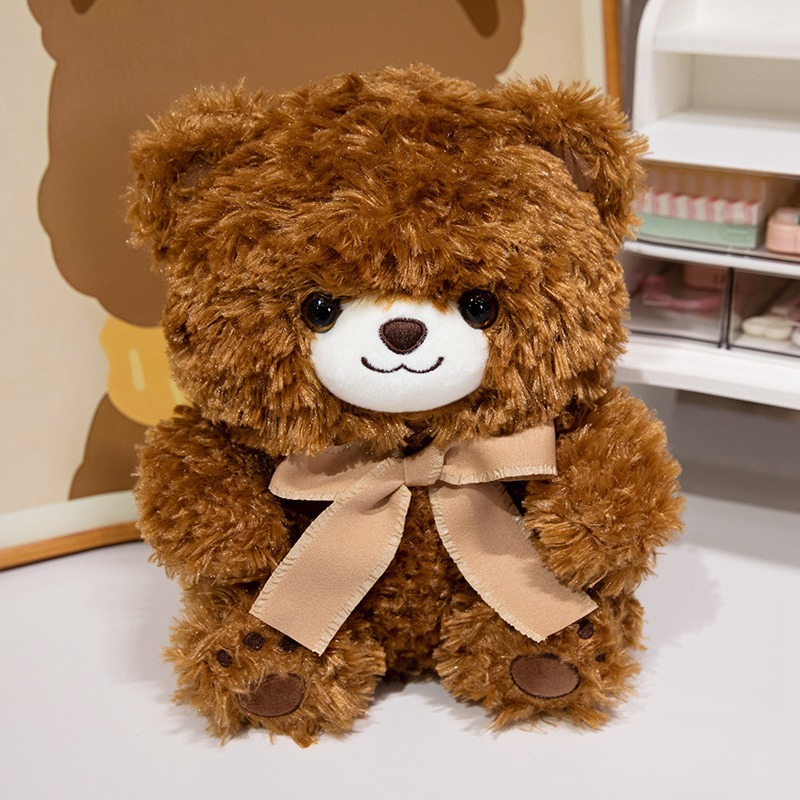 Super Soft Furry Teddy Bear With Embroidery Paw and Ribbon Kawaii Baer Plushie Child Girl Gift for Home Decoration 12