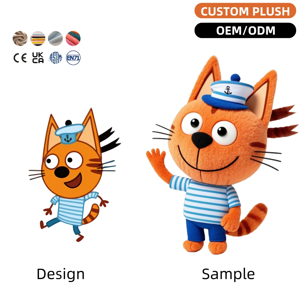 Figurine de chat de dessin animé personnalisée OEM/ODM, peluche de chat de haute qualité, mascotte, fabricant de peluches chinois 1