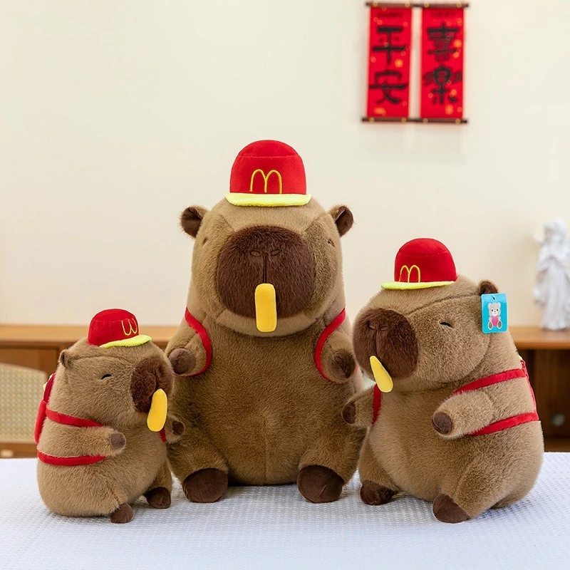 Hot Selling ​20CM-50CM  Simulation French Fries Capybara Plush Toy  Fluffty Cute Cartoon Dolls Backpacks Capybara Pillow 1