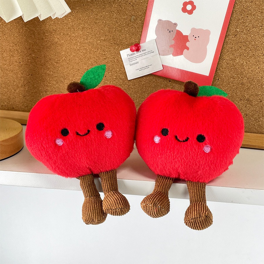 14cm Apple Cartoon Plush Doll Plush Pendant Plush Keychain Stuffed Toy Soft Fabric Stuffed Fruits Toys Company Gift 14