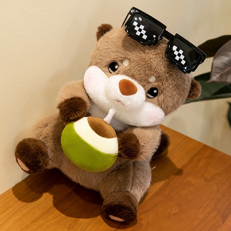 Small otter plush toy wearing sunglasses factory direct sales cute design soft and comfortable 1