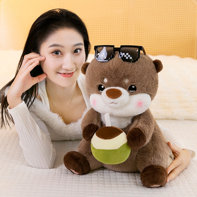 Small otter plush toy wearing sunglasses factory direct sales cute design soft and comfortable 13