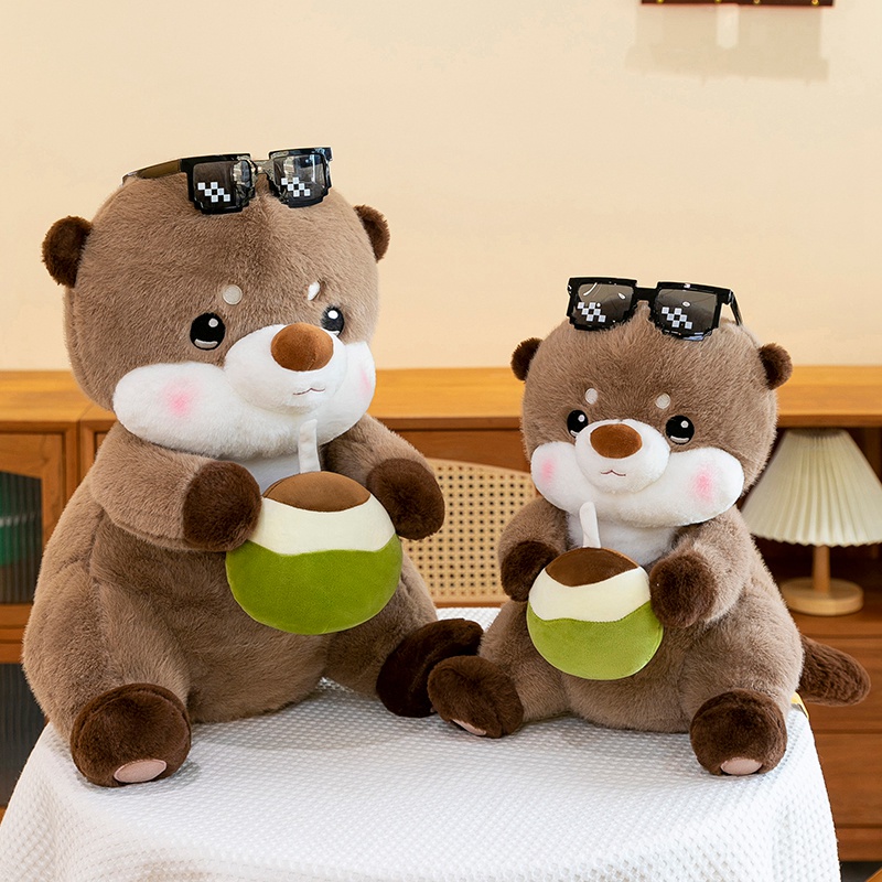 Small otter plush toy wearing sunglasses factory direct sales cute design soft and comfortable 15