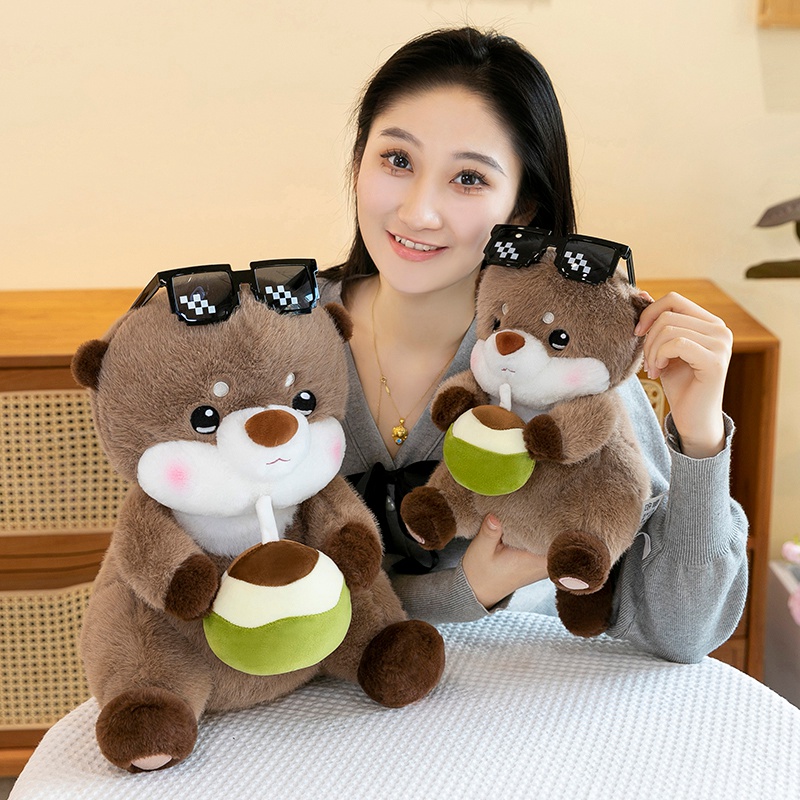 Small otter plush toy wearing sunglasses factory direct sales cute design soft and comfortable 14