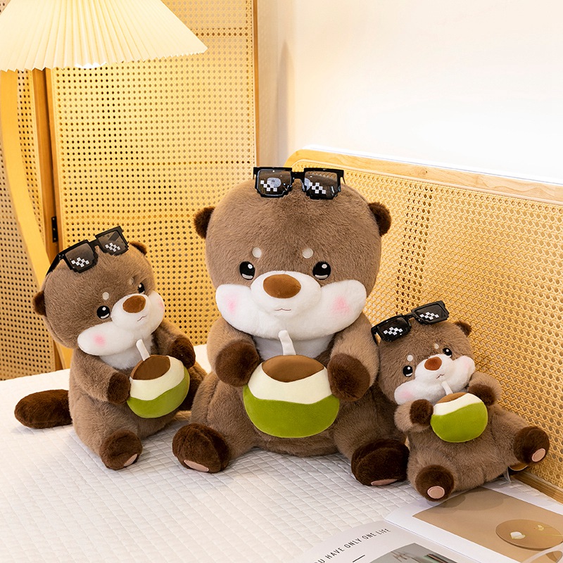 Small otter plush toy wearing sunglasses factory direct sales cute design soft and comfortable 16
