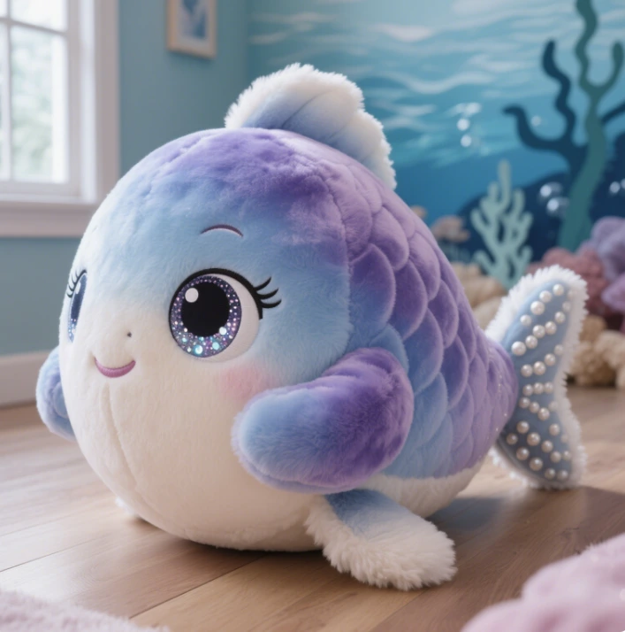 Purple Dreamy Hug Fish Plush Doll Creative Design Ocean Elf Children's Gift Companion 1