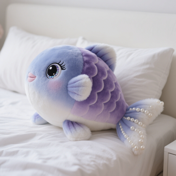 Purple Dreamy Hug Fish Plush Doll Creative Design Ocean Elf Children's Gift Companion 16