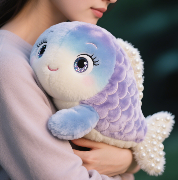 Purple Dreamy Hug Fish Plush Doll Creative Design Ocean Elf Children's Gift Companion 15
